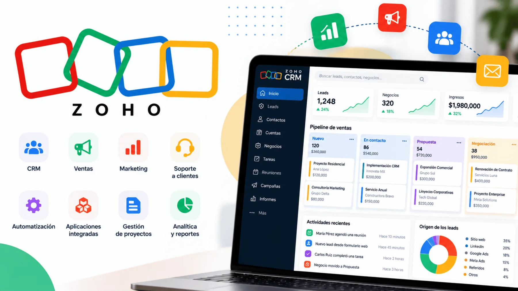 Zoho CRM para pymes, ventas y automatización